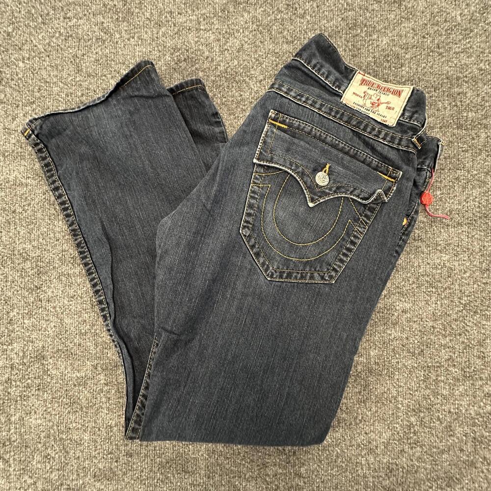 True Religion Men's Straight Jeans‎ Size 36 Dark Wash Denim #442